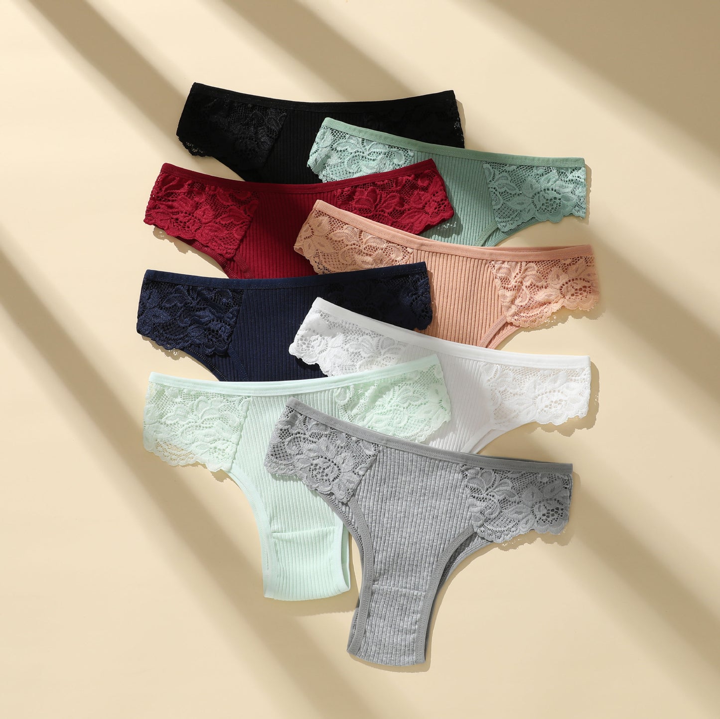 Pure cotton lace women's briefs 8-piece set