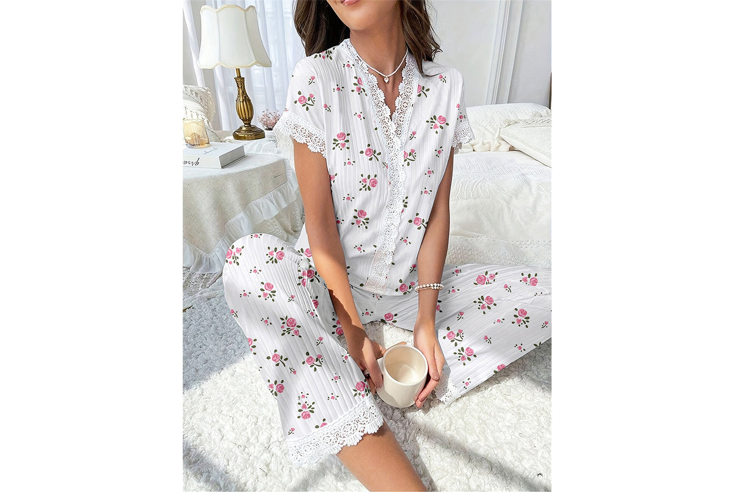 Ladies' Cherry Print Home Wear  Set