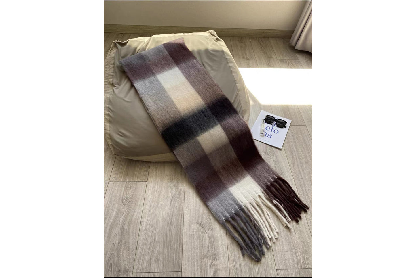 Stylish Color-Blocked Plaid Scarf