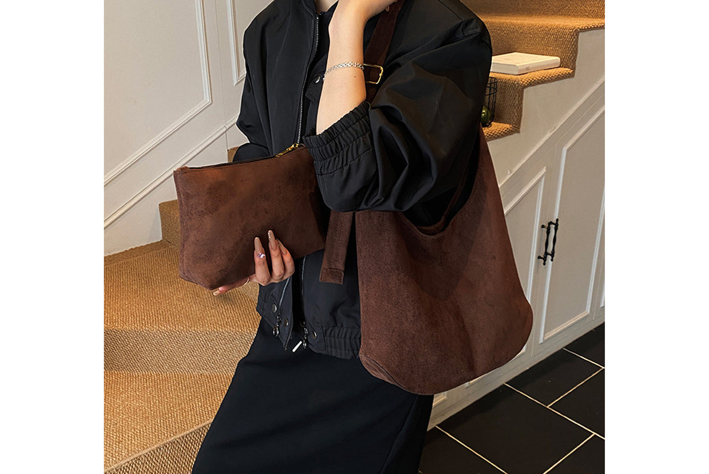 Retro Suede Bucket Bag