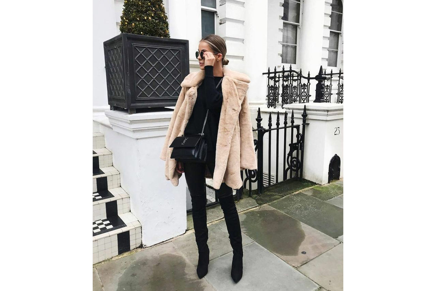 Long Fashionable Faux Fur Coat