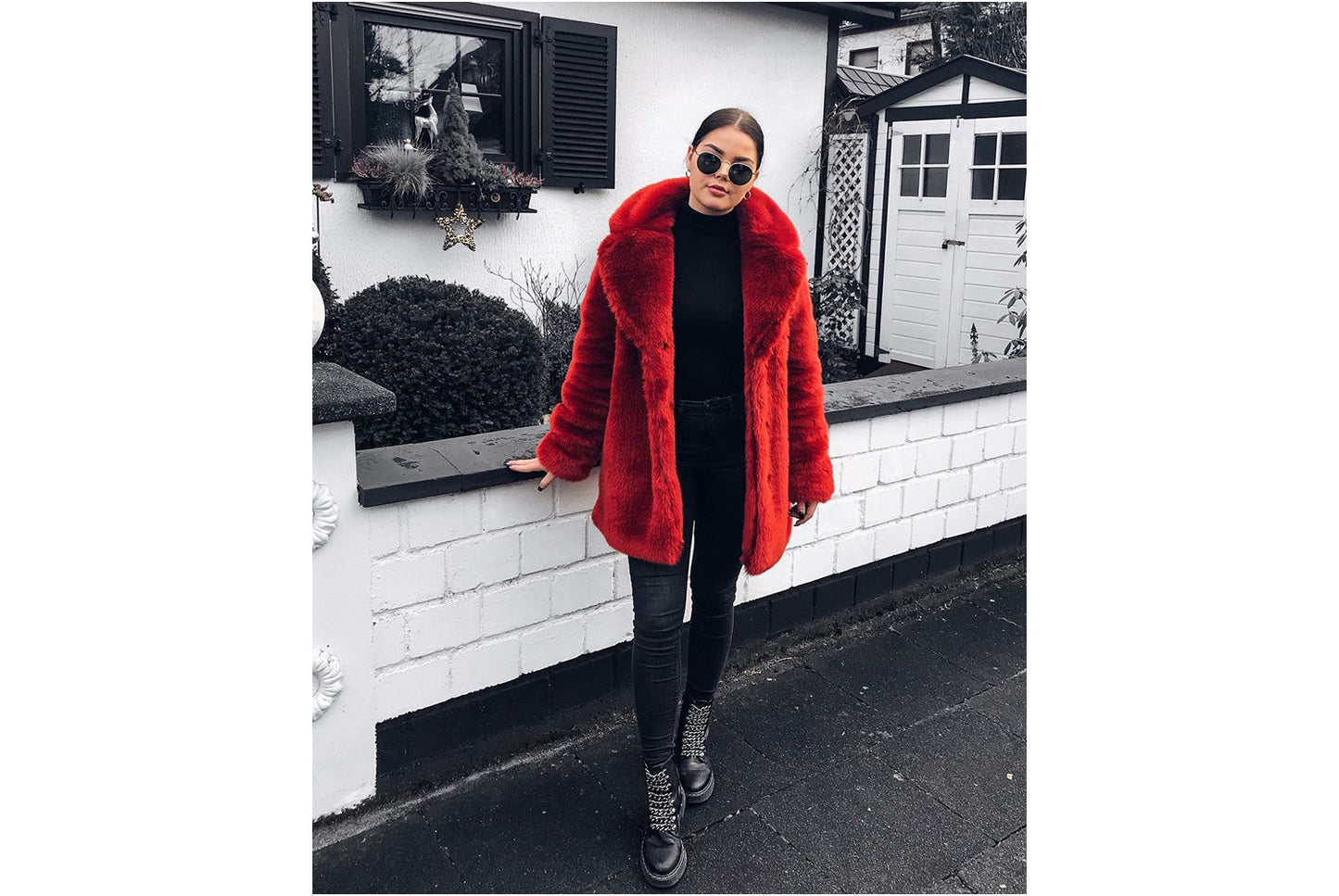 Long Fashionable Faux Fur Coat