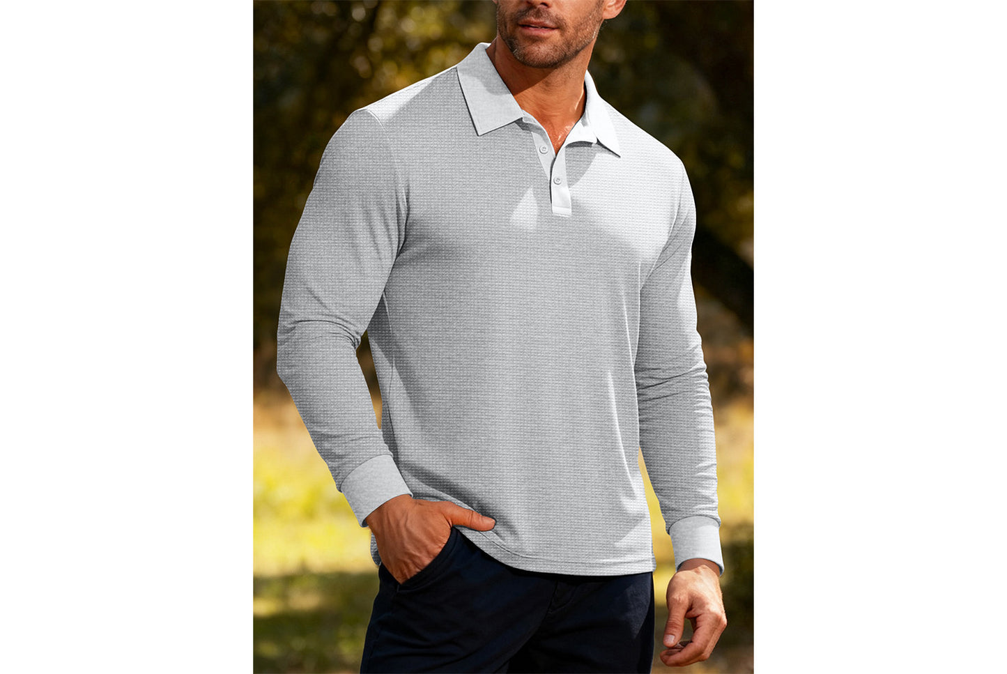 Men's Waffle Knit Polo Shirt