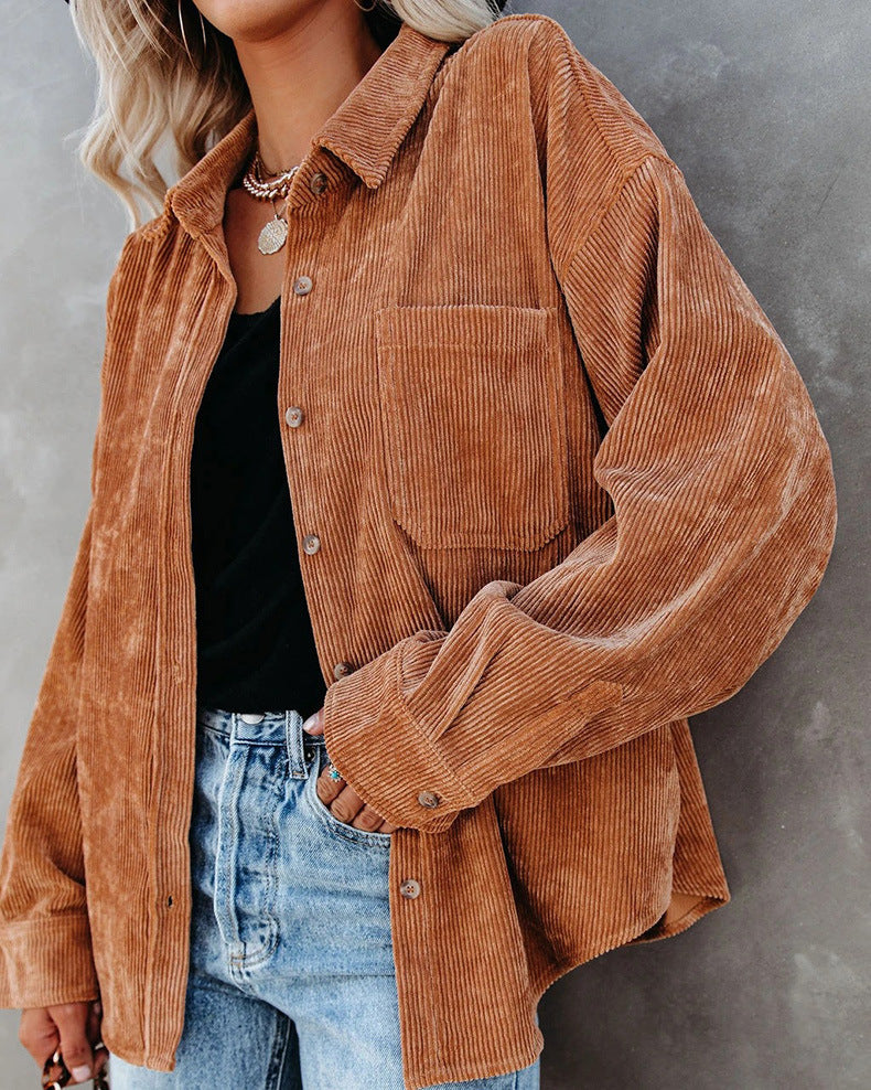 British Style Striped Shirt Jacket