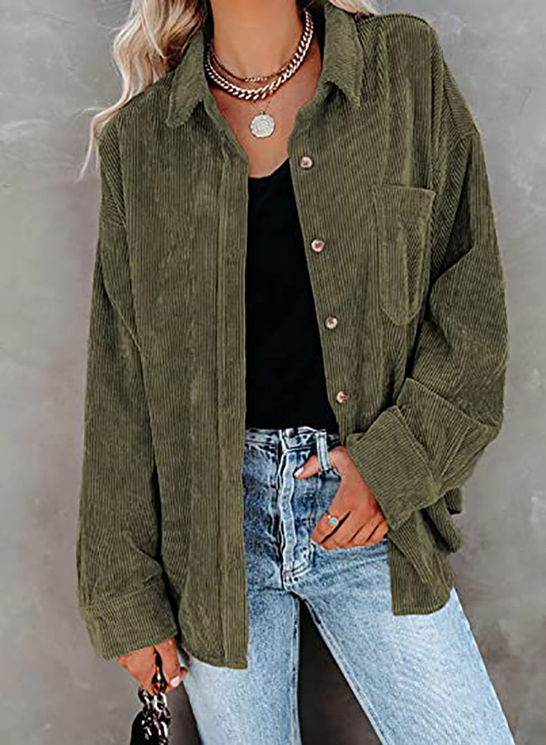 British Style Striped Shirt Jacket