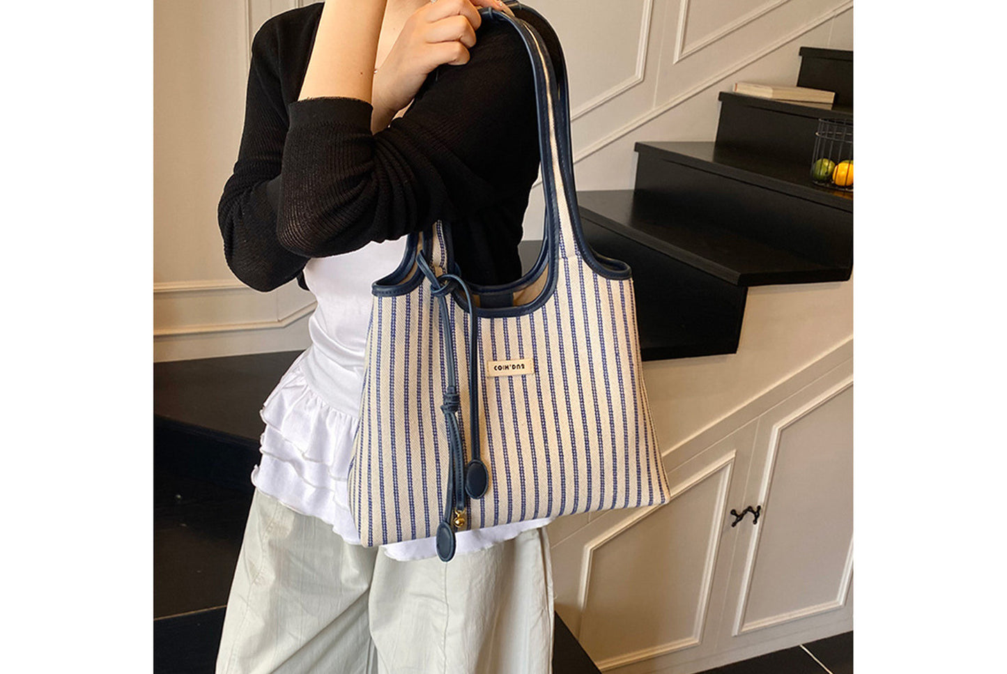 Striped Minimalist Handbag/Shoulder Bag