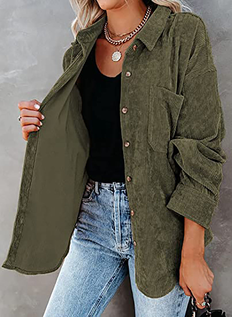 British Style Striped Shirt Jacket