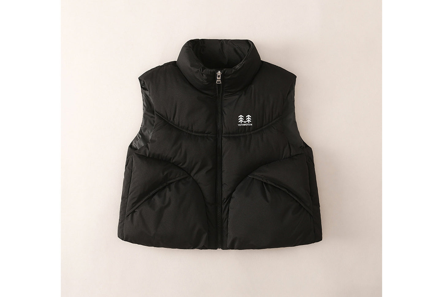 **Children's Thick Down Cotton Vest, Stand Collar, Windproof and Warm**