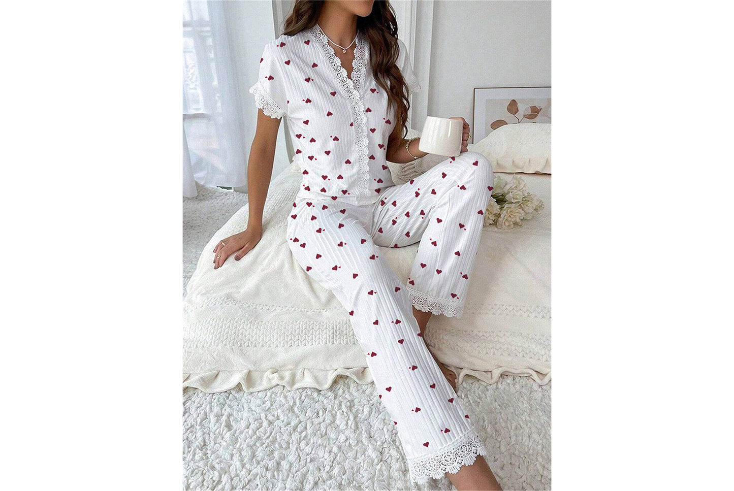Ladies' Cherry Print Home Wear  Set