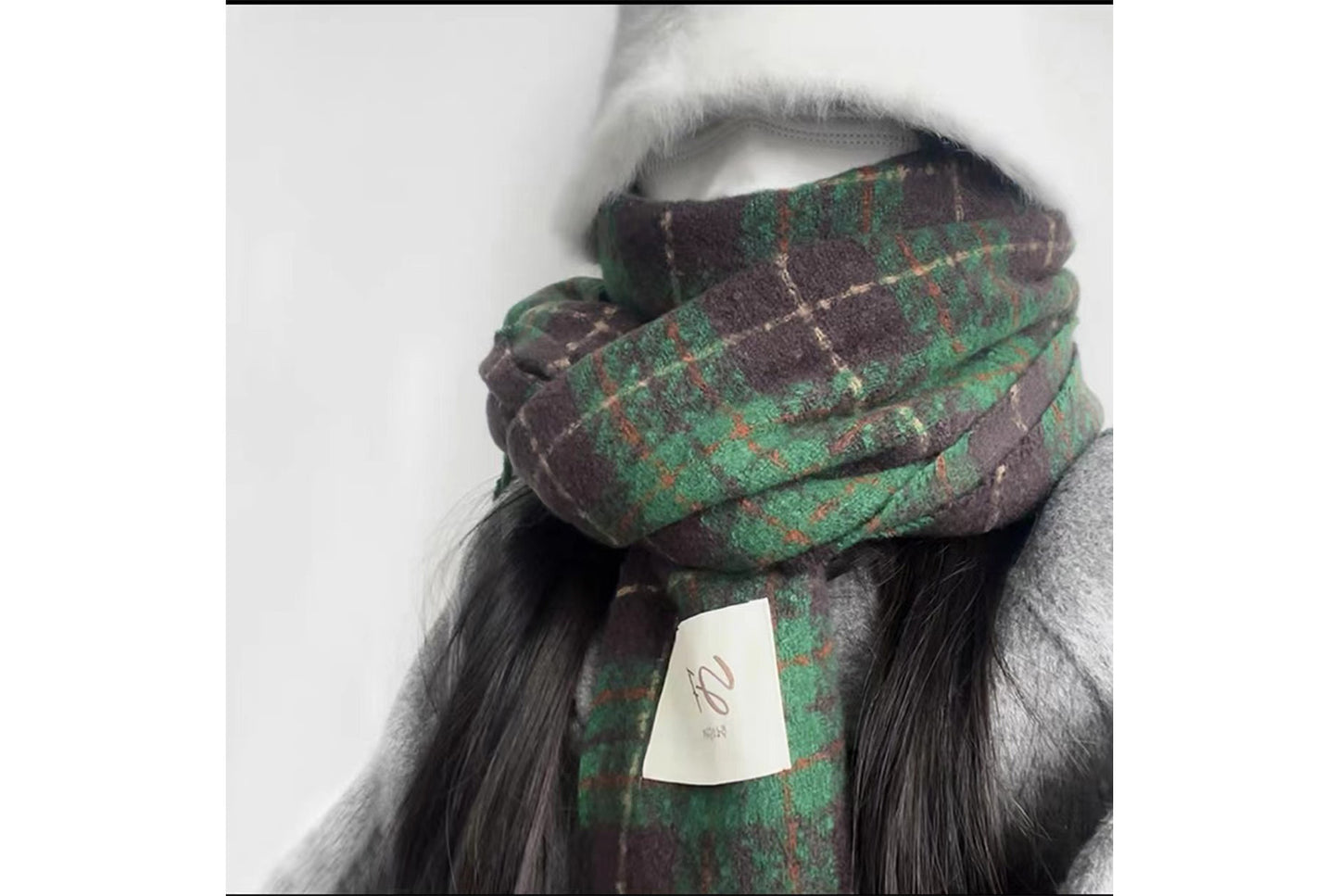 **Red Plaid Scarf for Women, Thick and Versatile Winter Style**