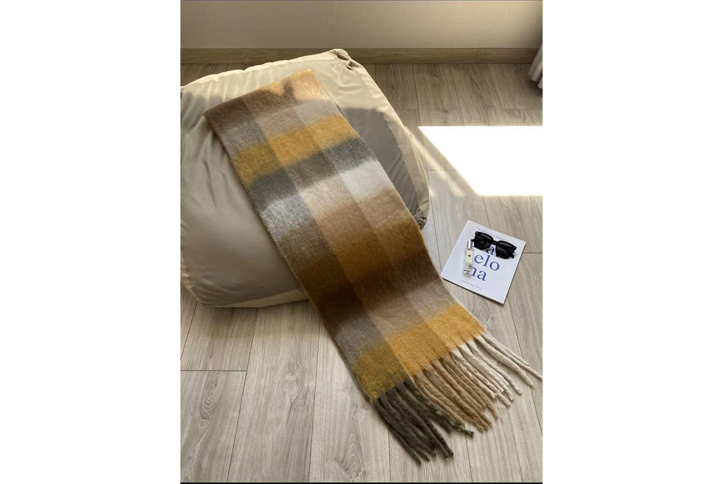 Stylish Color-Blocked Plaid Scarf