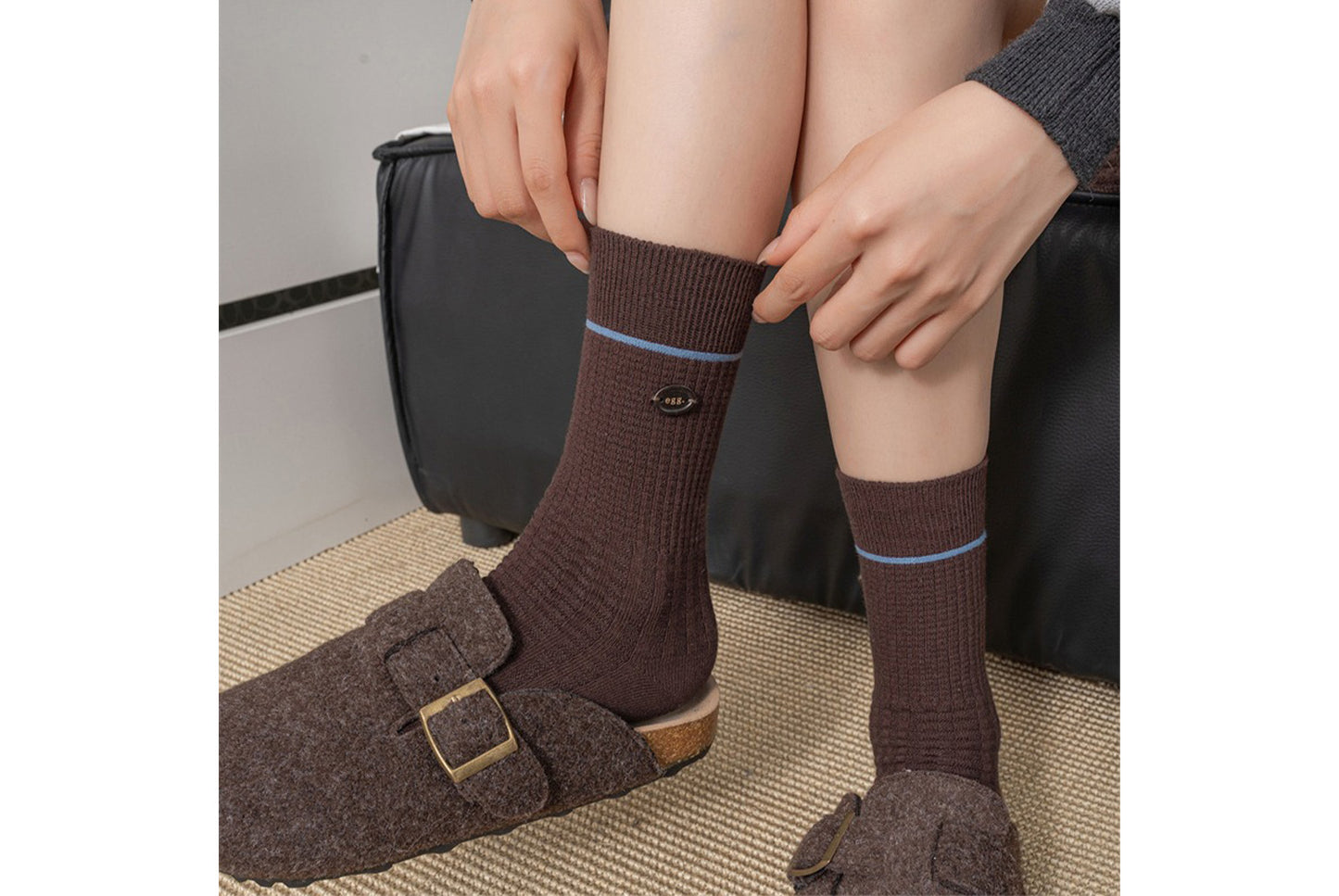 Retro Polka Dot Striped Button Socks for Women-3 pairs