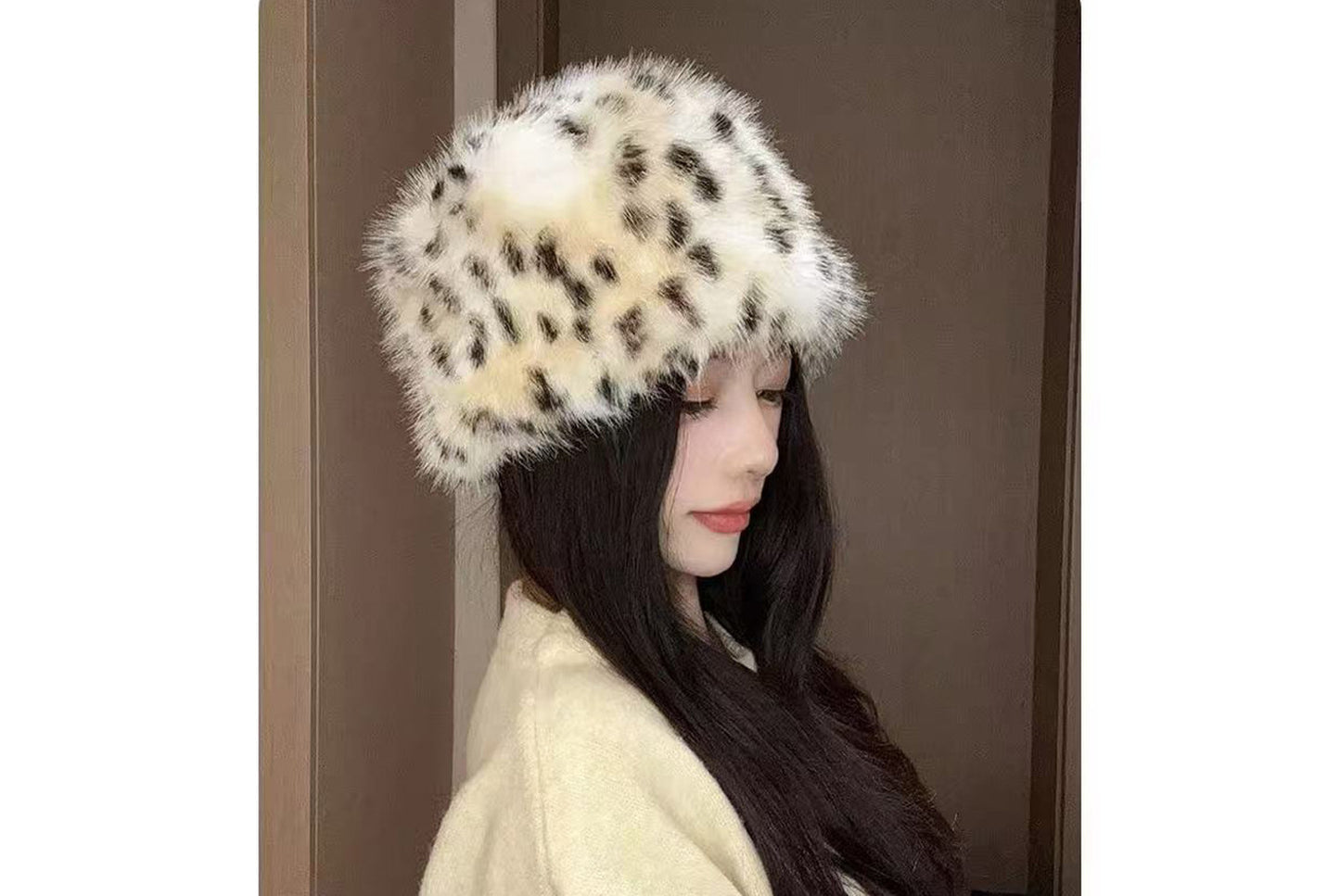 Leopard Print Plush Earflap Hat
