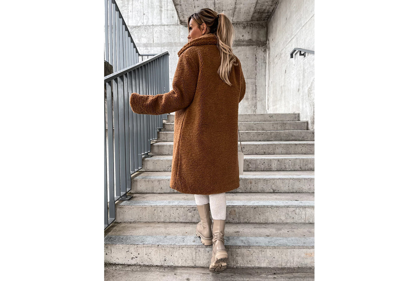 Women's Long-Sleeved Collared Fleece Coat
