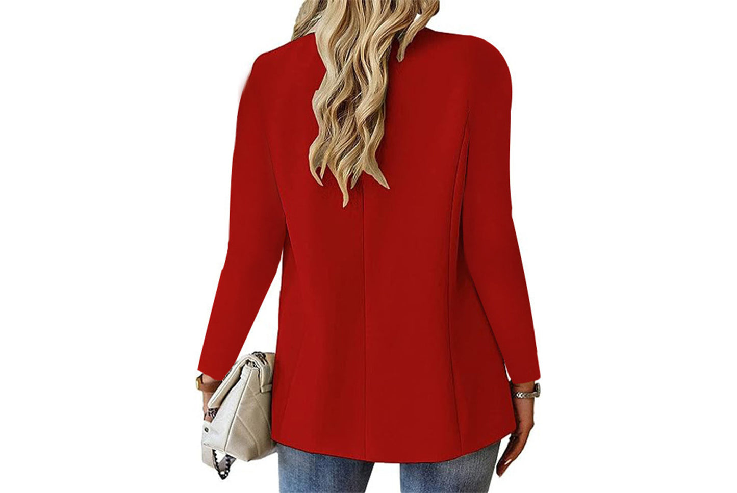 **Women's Long-Sleeved Solid Color Cardigan Blazer**