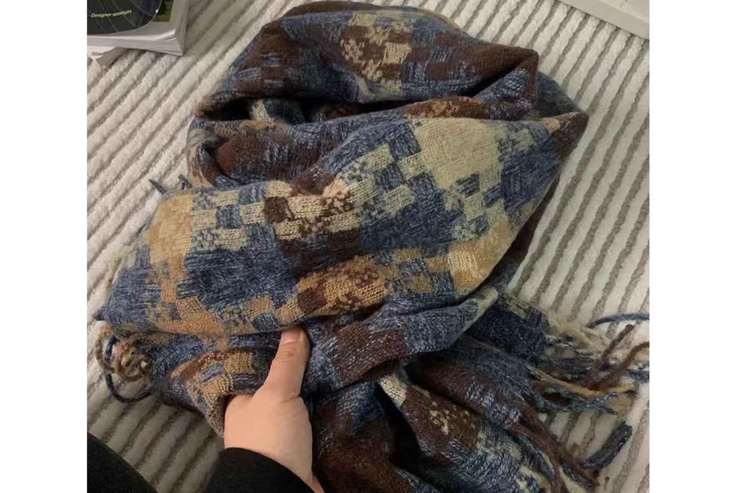 **Red Plaid Scarf for Women, Thick and Versatile Winter Style**