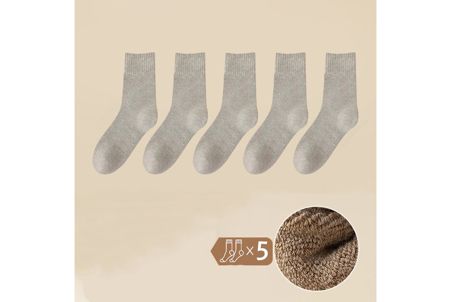 Thickened Fleece-Lined Warm and Heat-Generating Cotton Socks | 5-Pair Pack