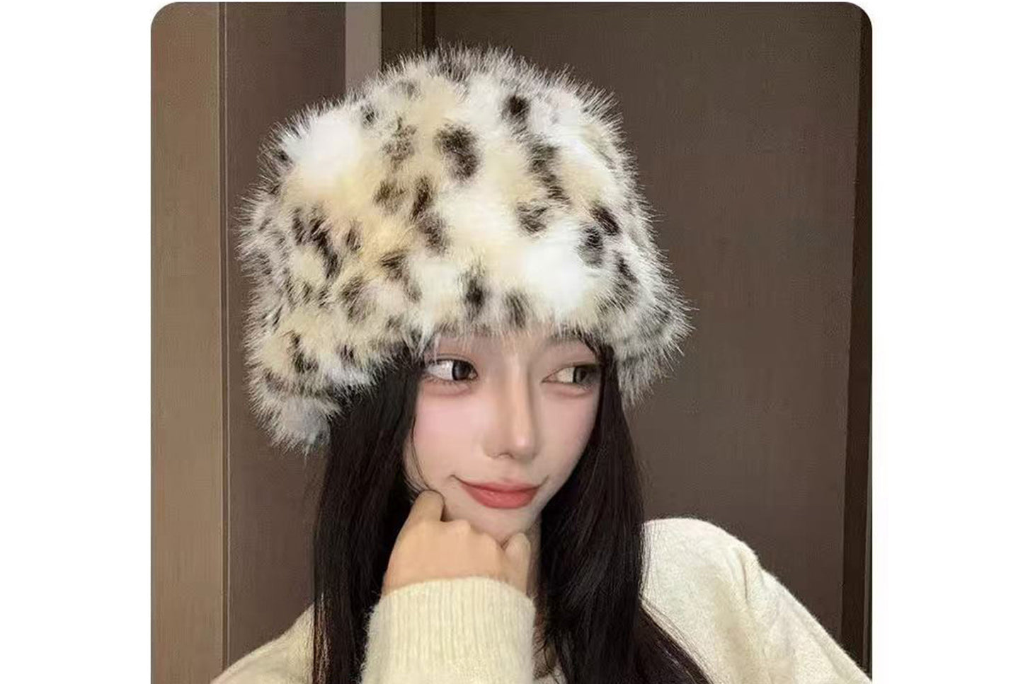 Leopard Print Plush Earflap Hat