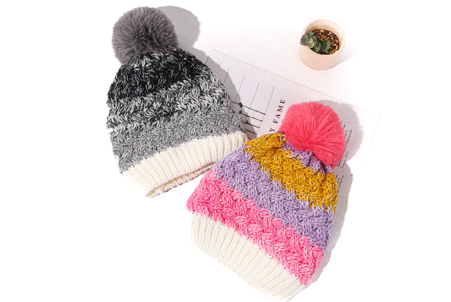 Children's Winter Rainbow Knitted Hat