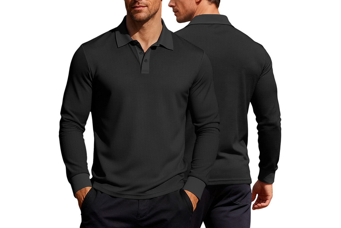 Men's Waffle Knit Polo Shirt