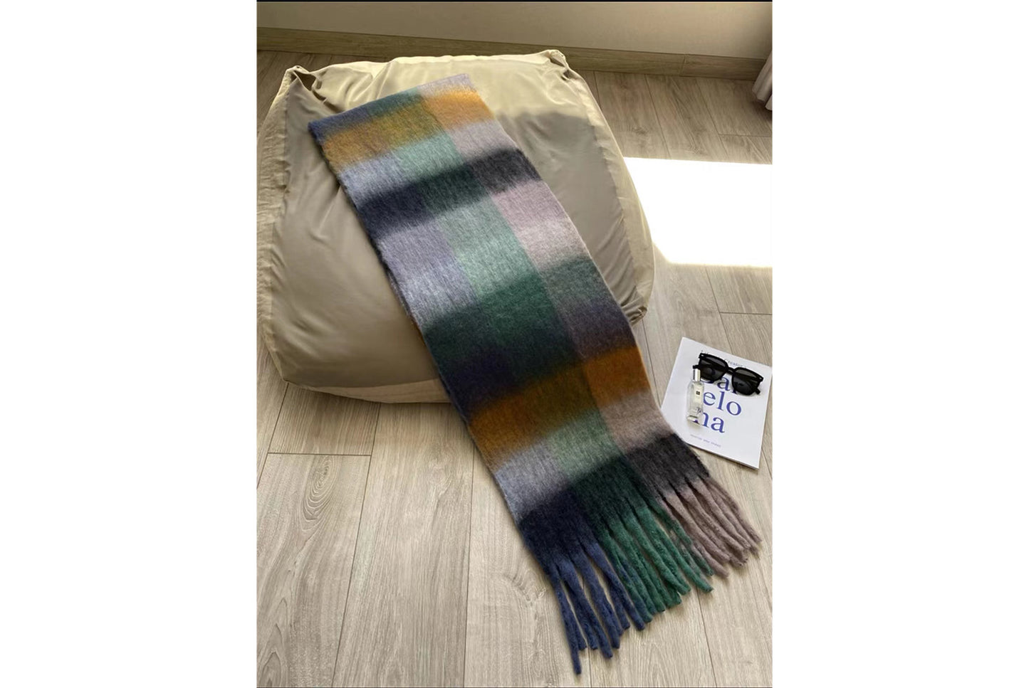 Stylish Color-Blocked Plaid Scarf