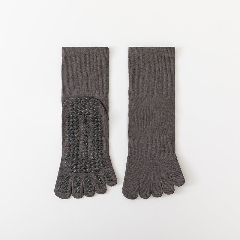 Professional Anti slip Yoga Five Finger Socks Women's Long Tube Pilates Fitness Socks