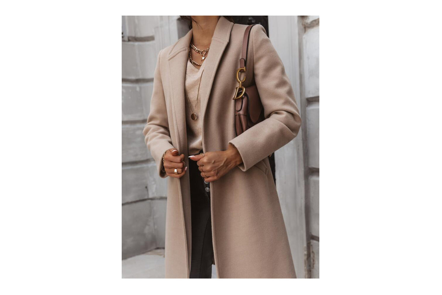 Solid Color Lapel Wool Coat