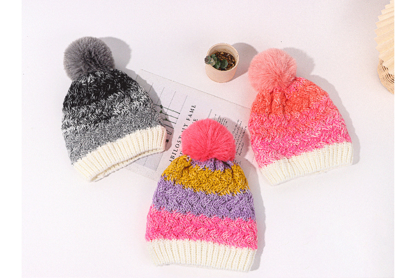 Children's Winter Rainbow Knitted Hat