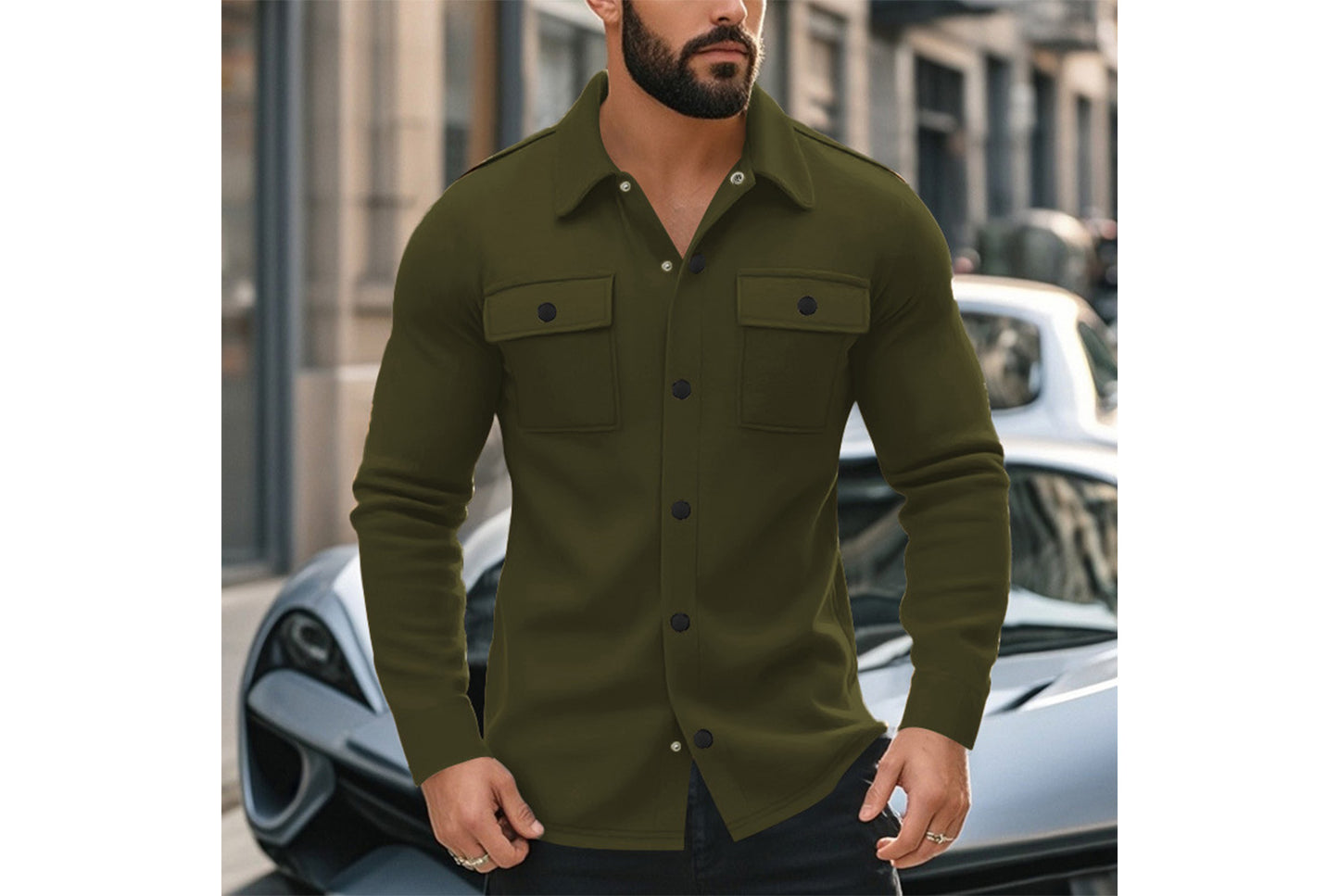 Men's Fleece-Lined Lapel Jacket