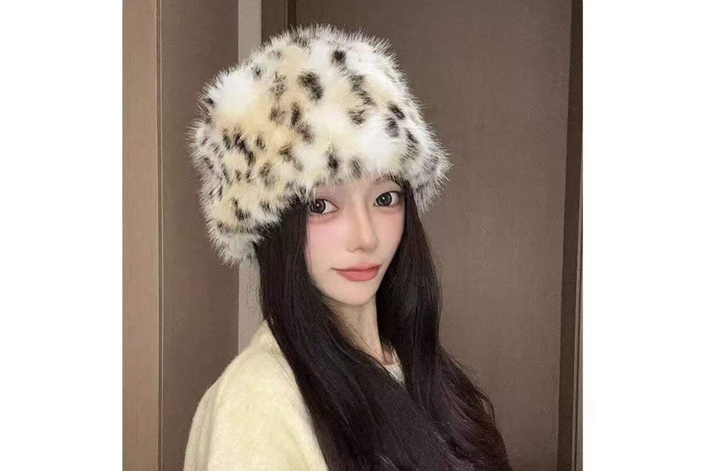 Leopard Print Plush Earflap Hat