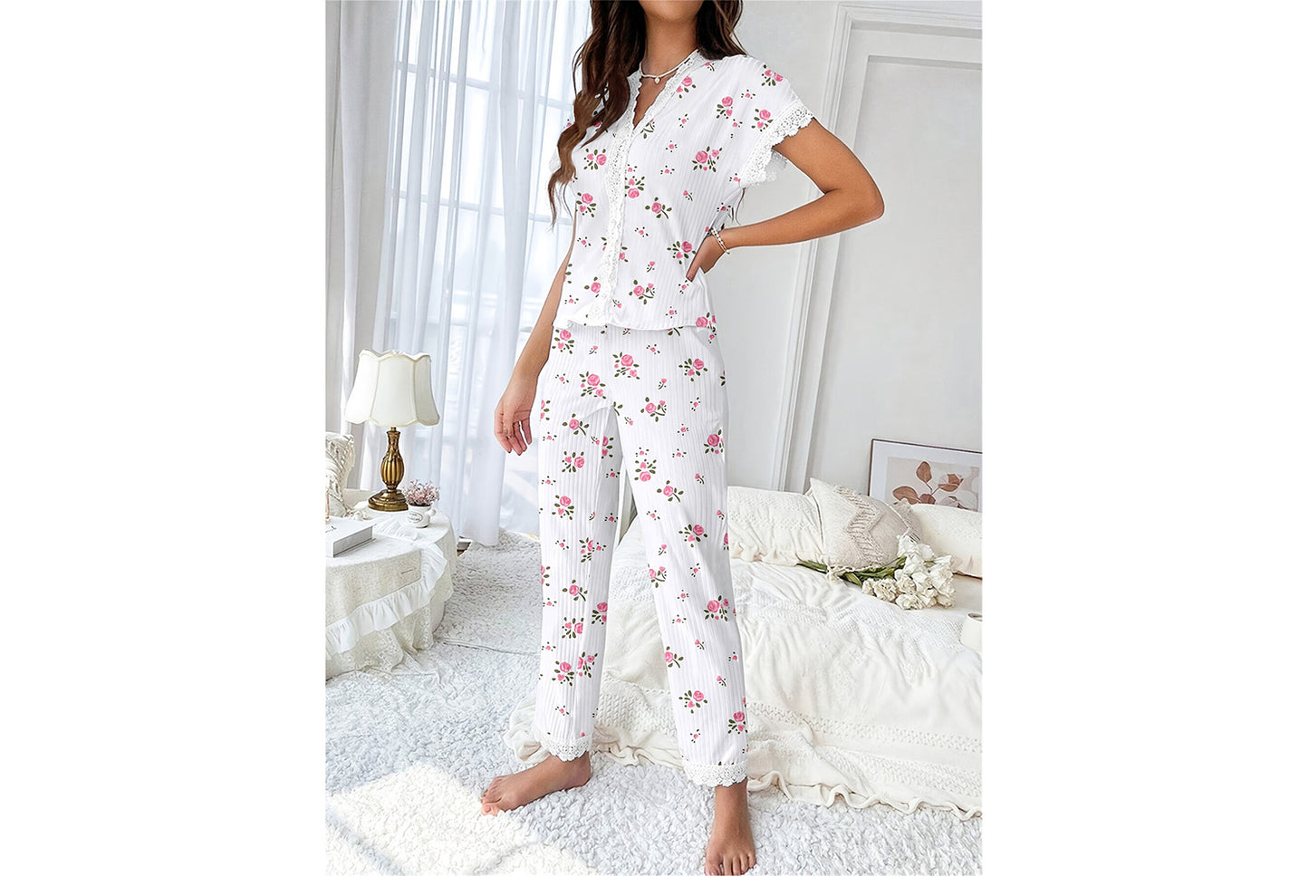 Ladies' Cherry Print Home Wear  Set