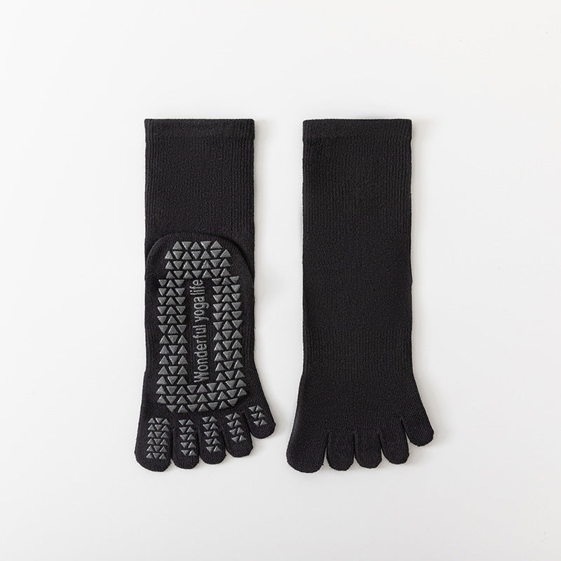 Professional Anti slip Yoga Five Finger Socks Women's Long Tube Pilates Fitness Socks
