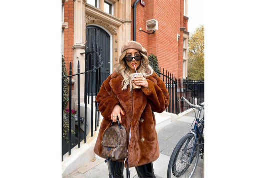 Long Fashionable Faux Fur Coat