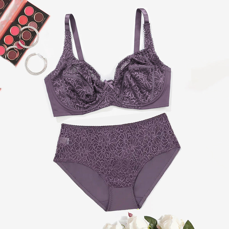 Ultra-thin large size lace bra set
