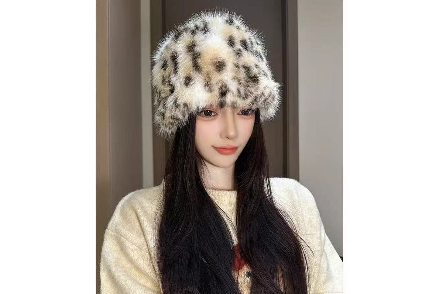 Leopard Print Plush Earflap Hat