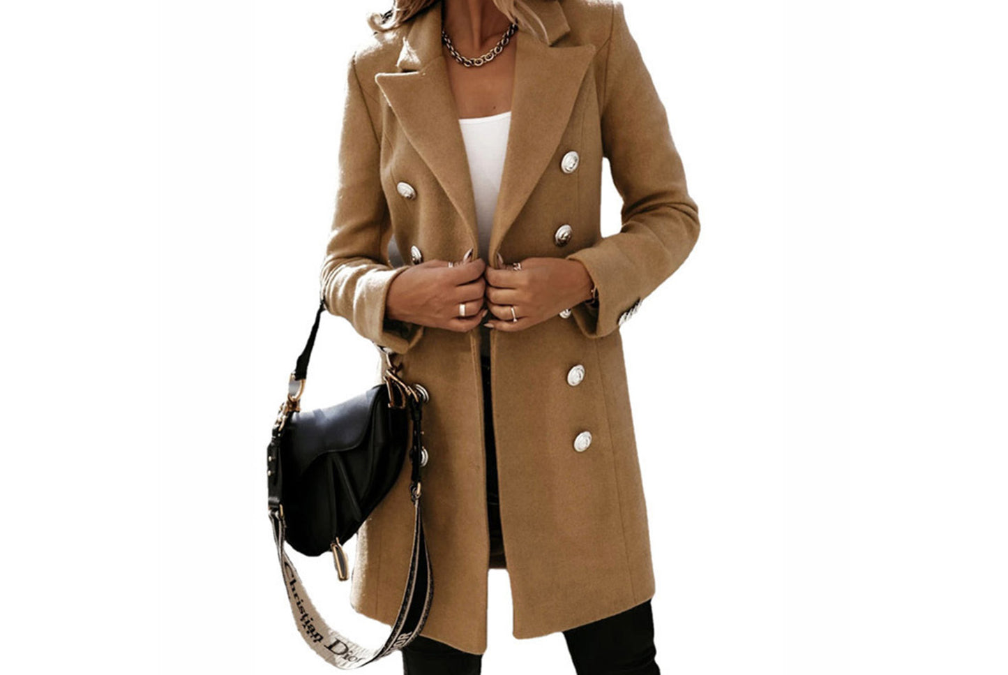 Double-Breasted Wool Coat with Suit Collar