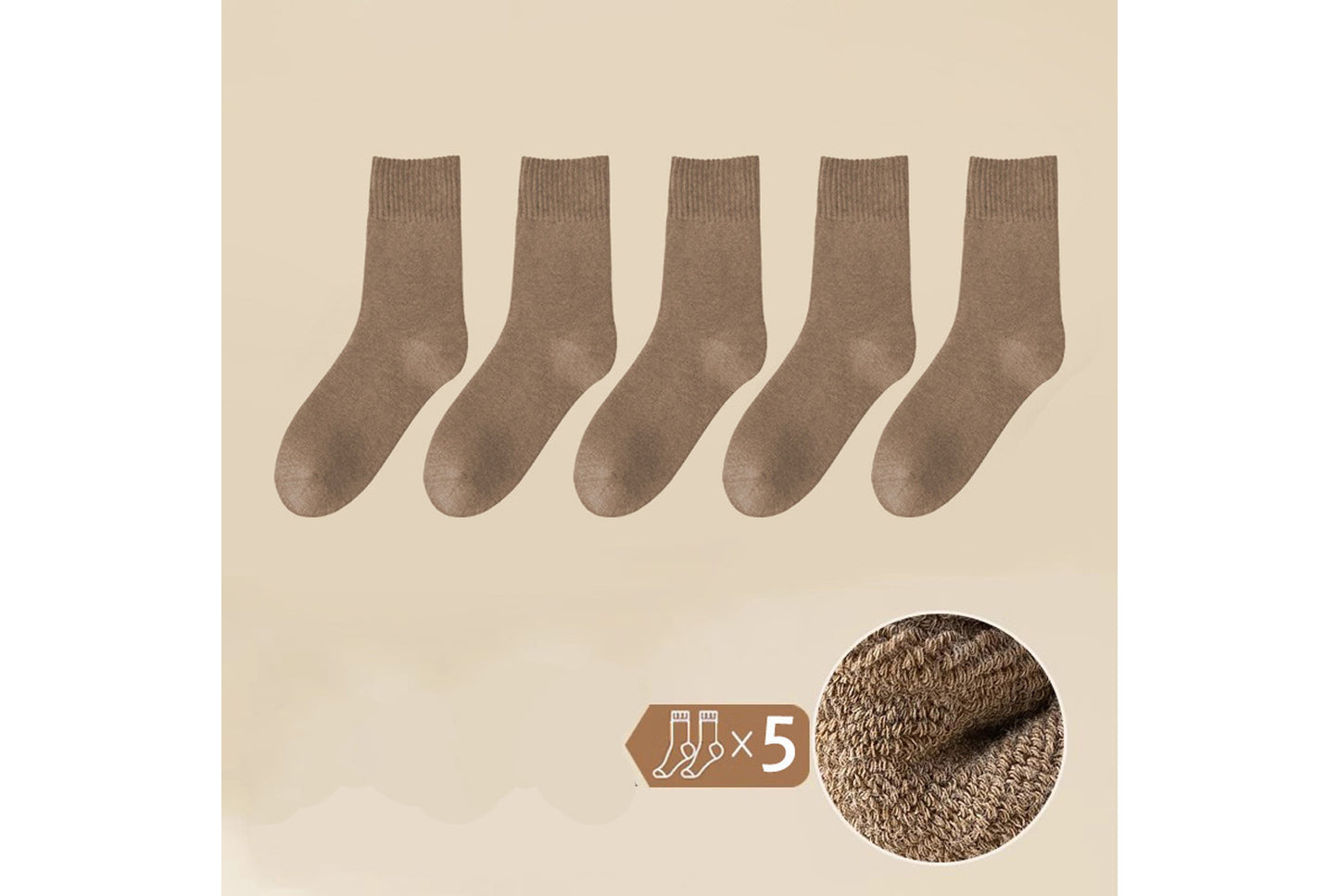 Thickened Fleece-Lined Warm and Heat-Generating Cotton Socks | 5-Pair Pack