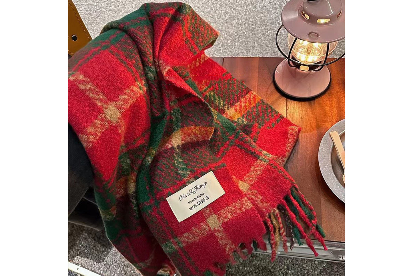 **Red Plaid Scarf for Women, Thick and Versatile Winter Style**