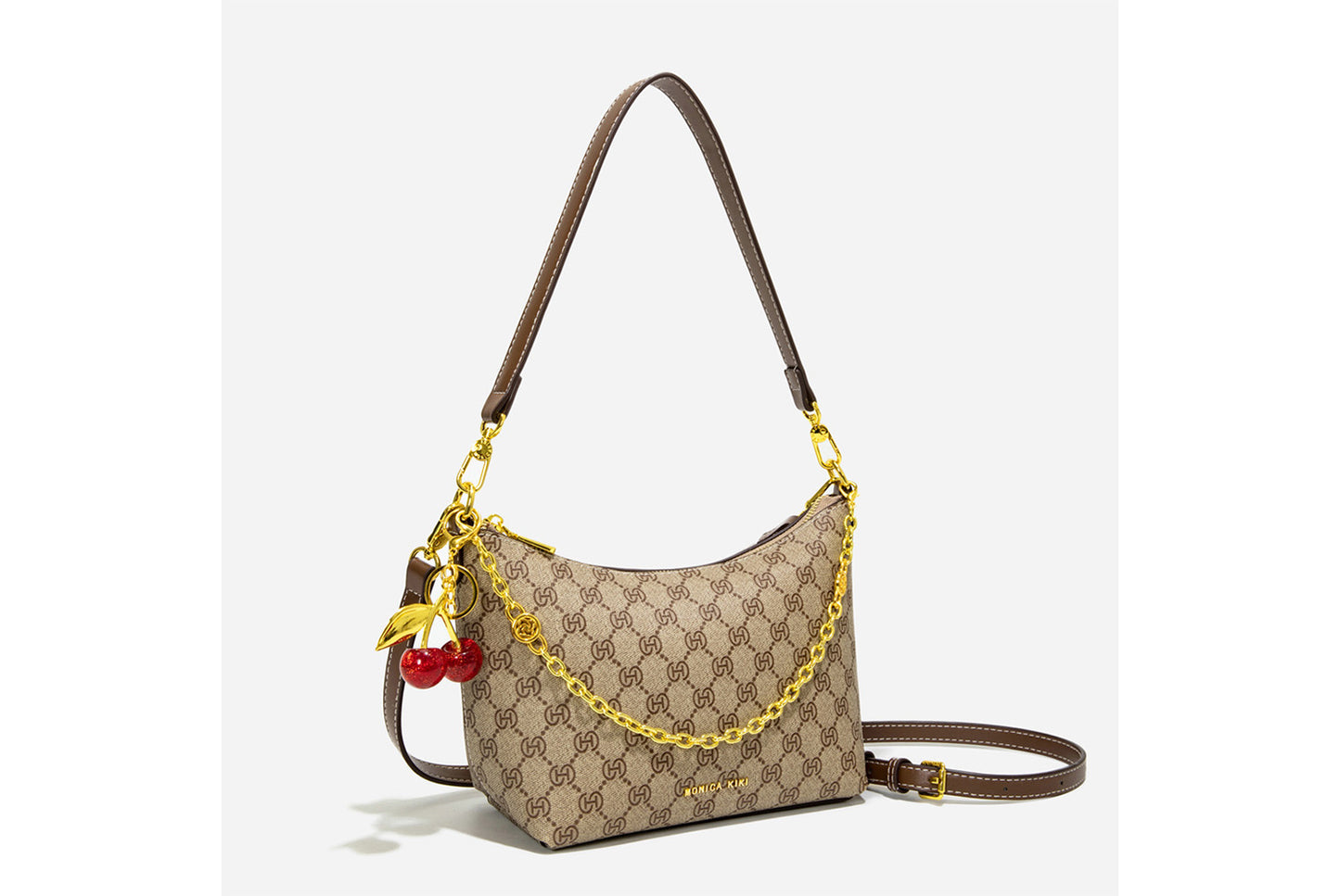 **Chain Monogram Canvas Shoulder/Underarm Tote Bag**