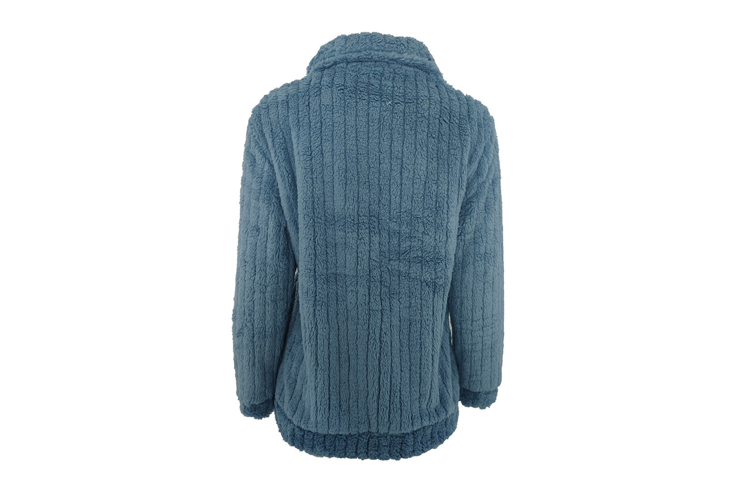 **Women's Fleece Cardigan Coat, Short Collared Warm Top**