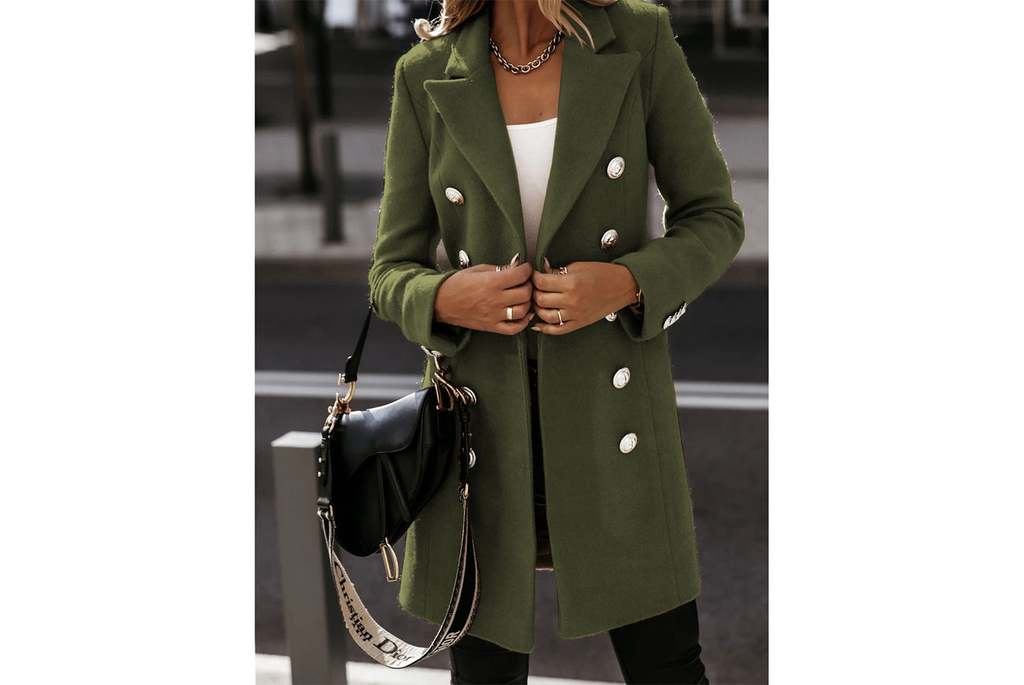 Double-Breasted Wool Coat with Suit Collar