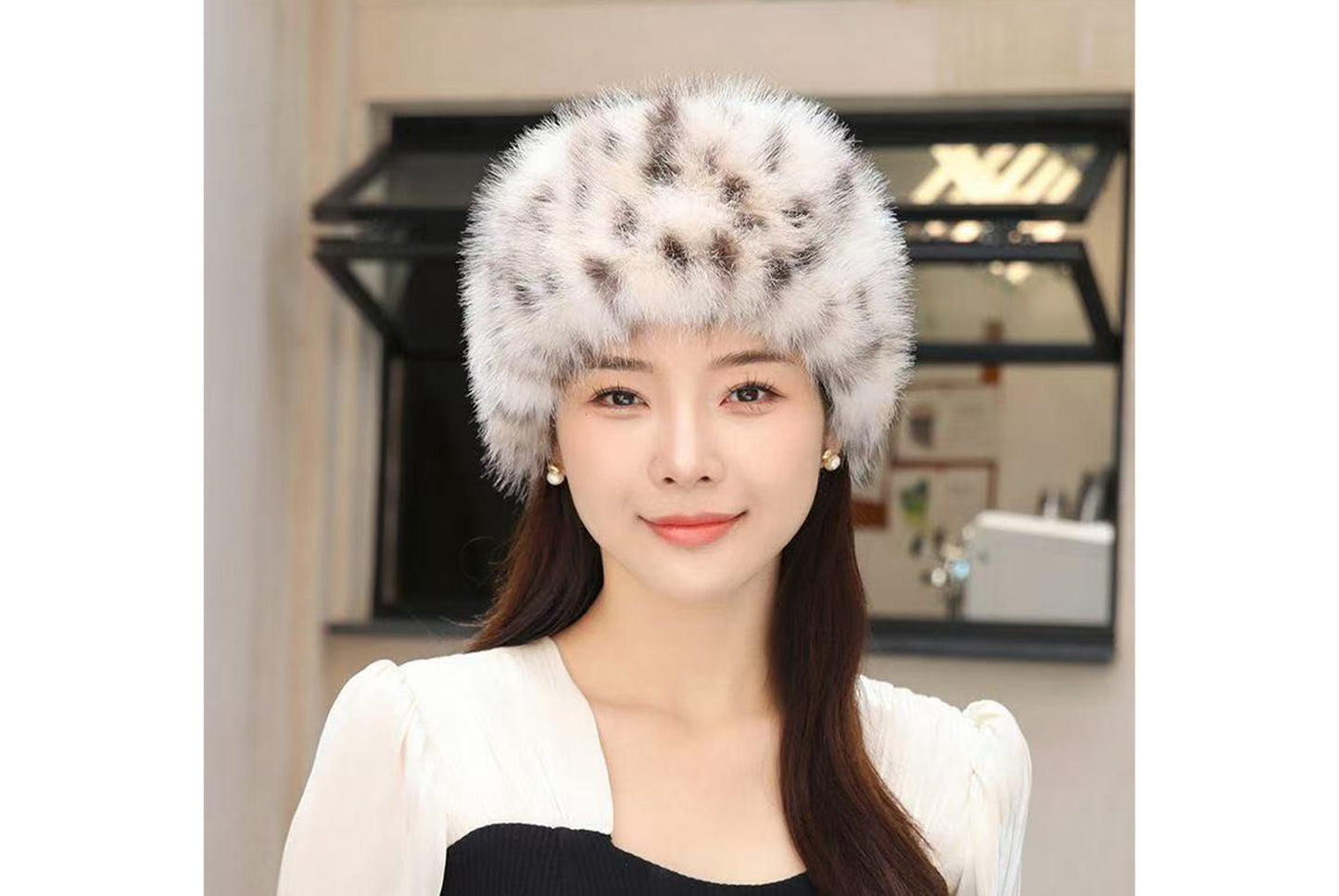 Leopard Print Plush Earflap Hat