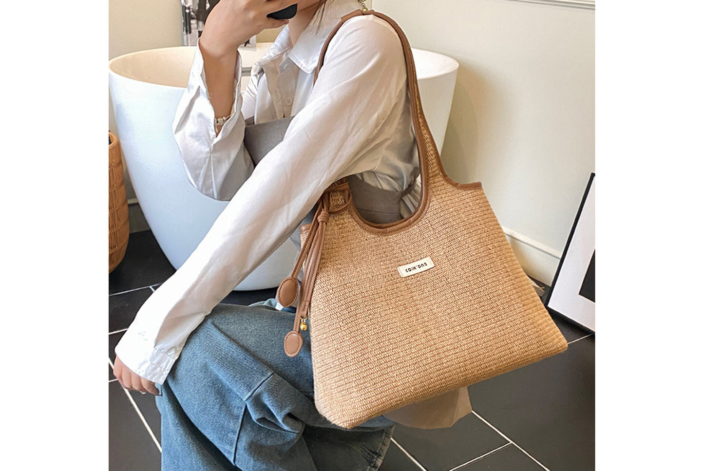 Striped Minimalist Handbag/Shoulder Bag
