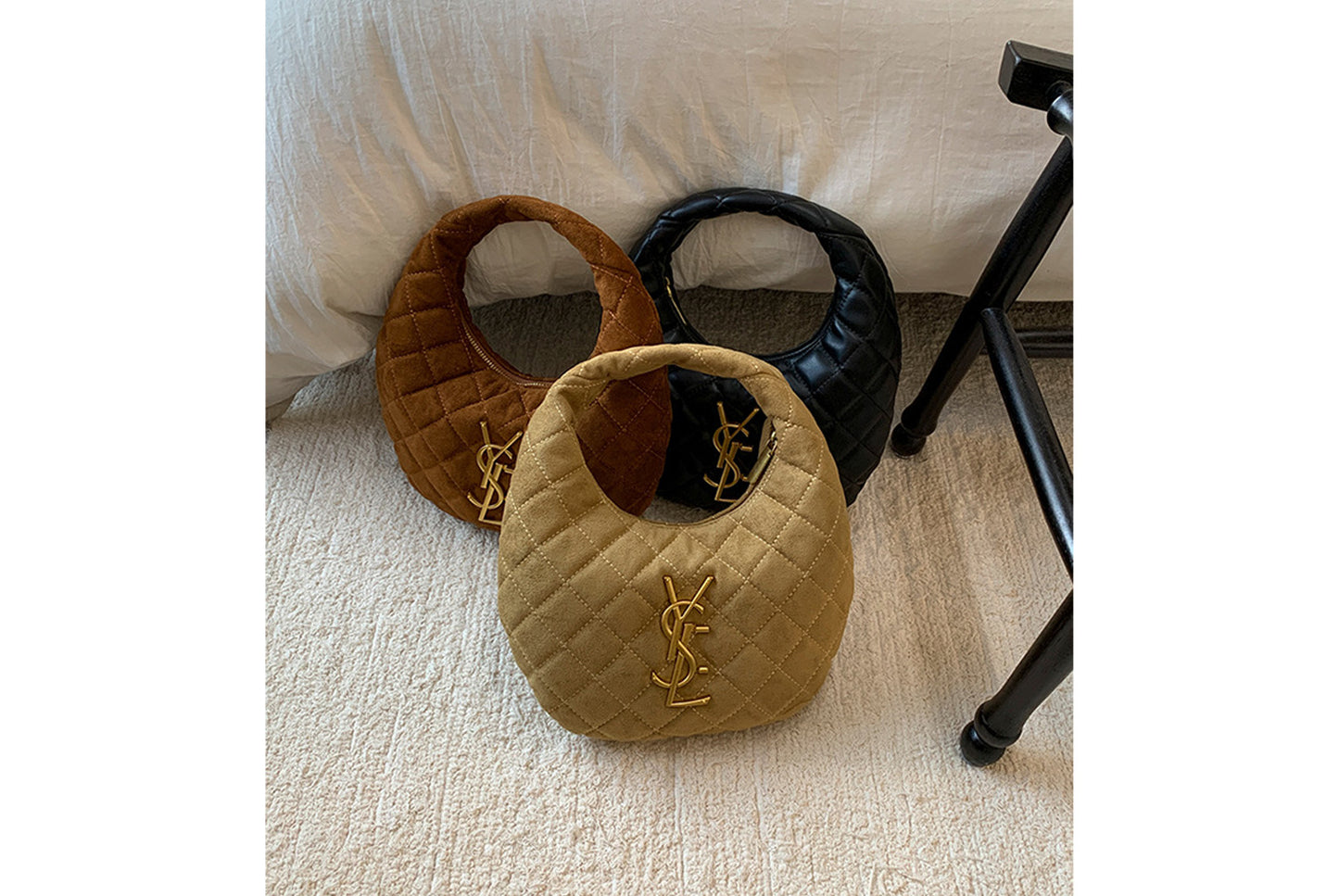 Retro Suede Crescent Bag