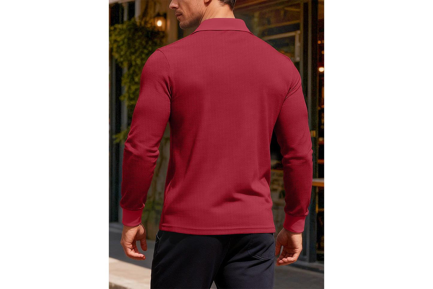 Men's Waffle Knit Polo Shirt