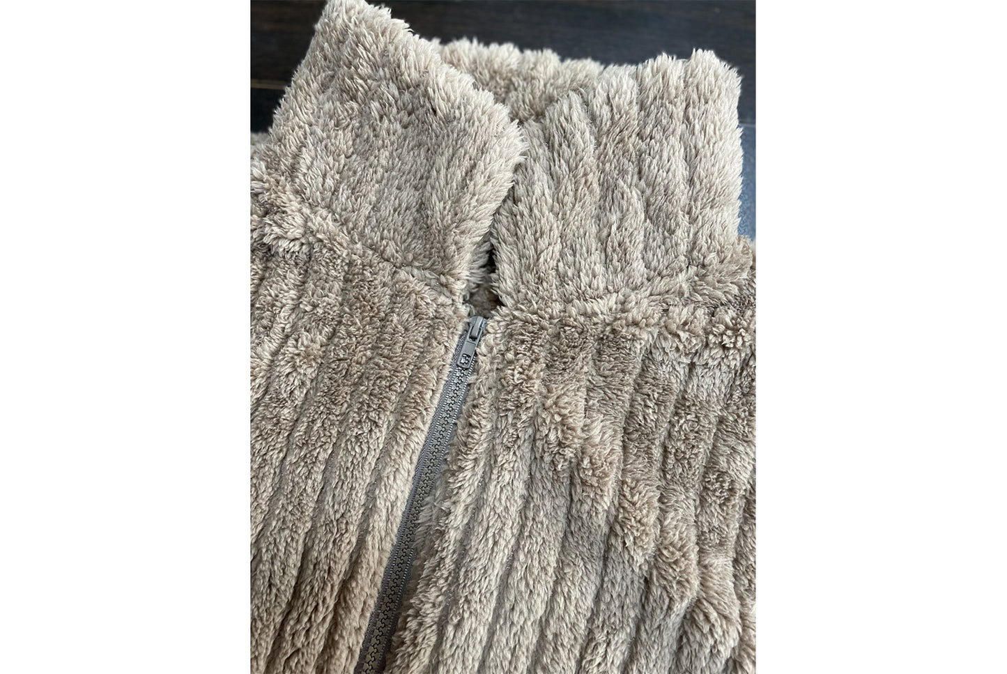 **Women's Fleece Cardigan Coat, Short Collared Warm Top**