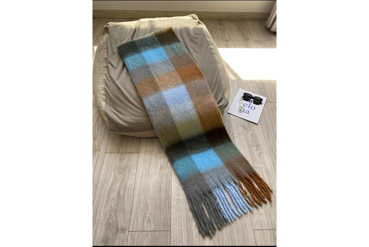 Stylish Color-Blocked Plaid Scarf