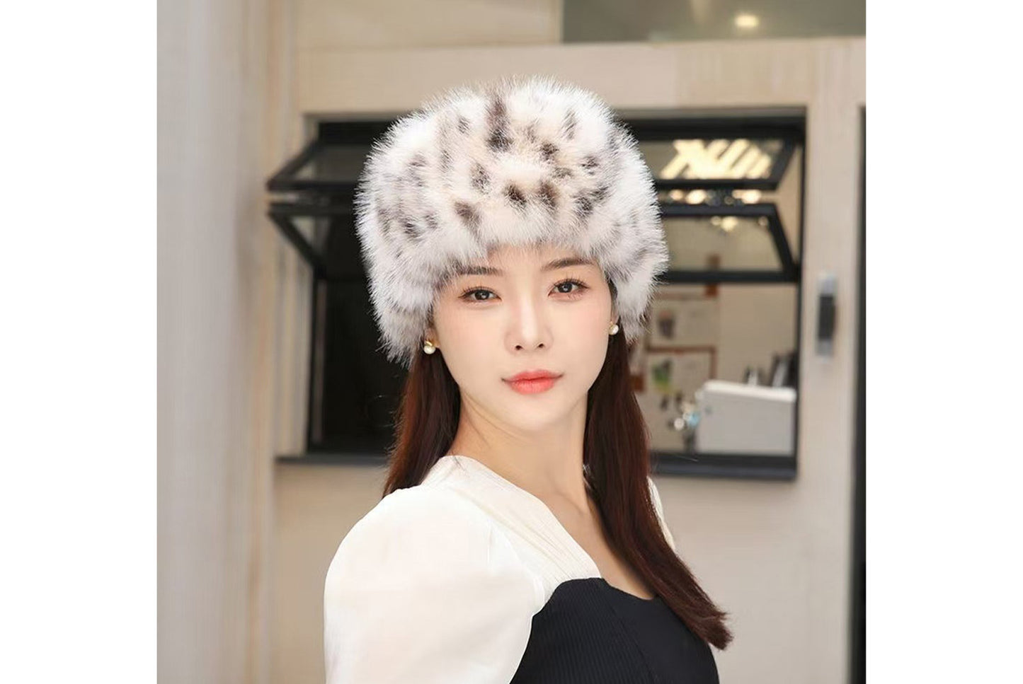 Leopard Print Plush Earflap Hat