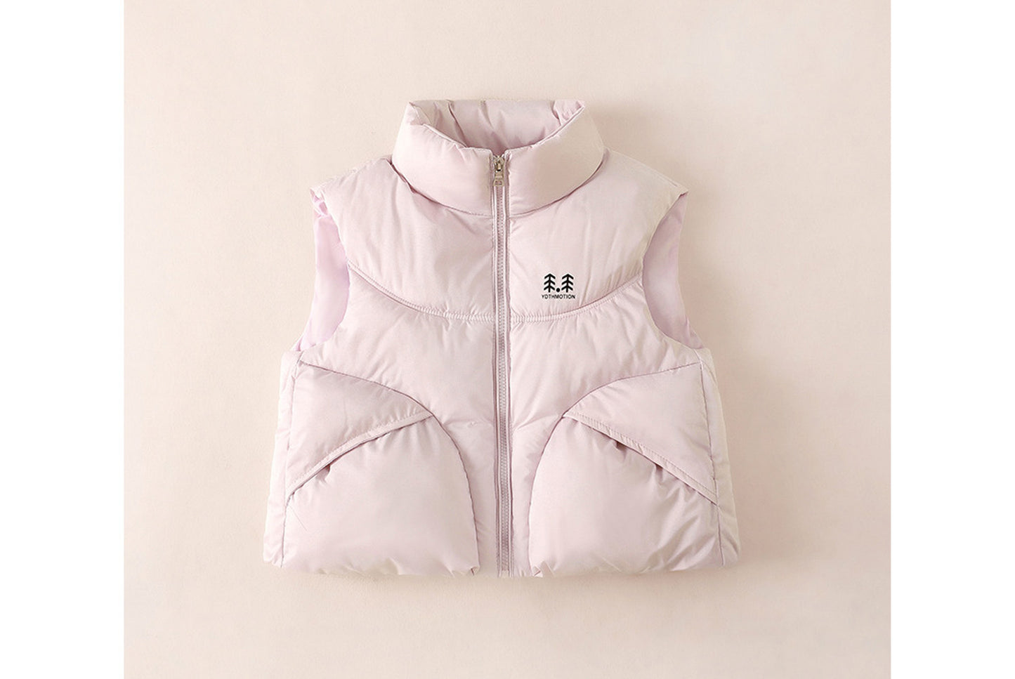 **Children's Thick Down Cotton Vest, Stand Collar, Windproof and Warm**