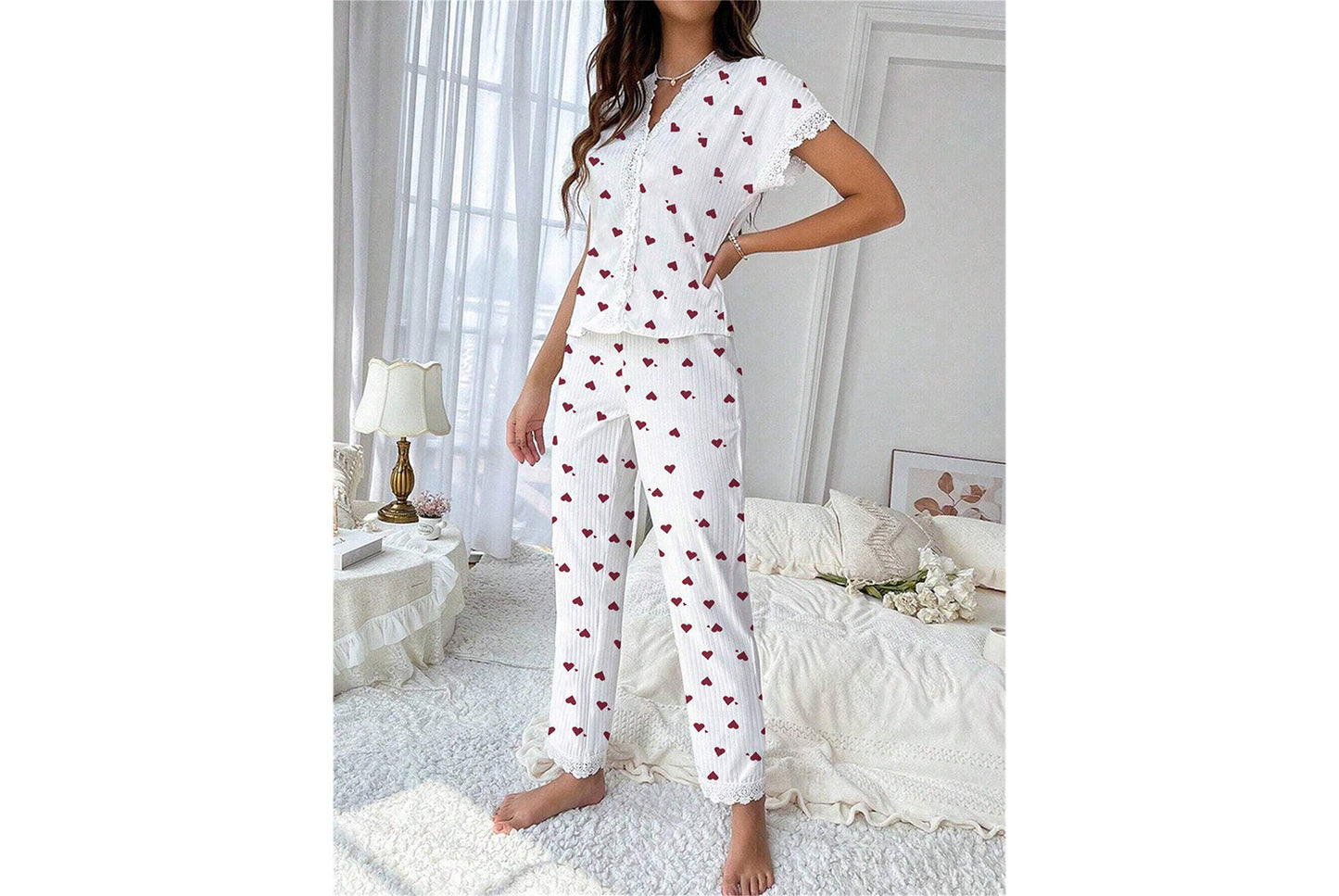 Ladies' Cherry Print Home Wear  Set